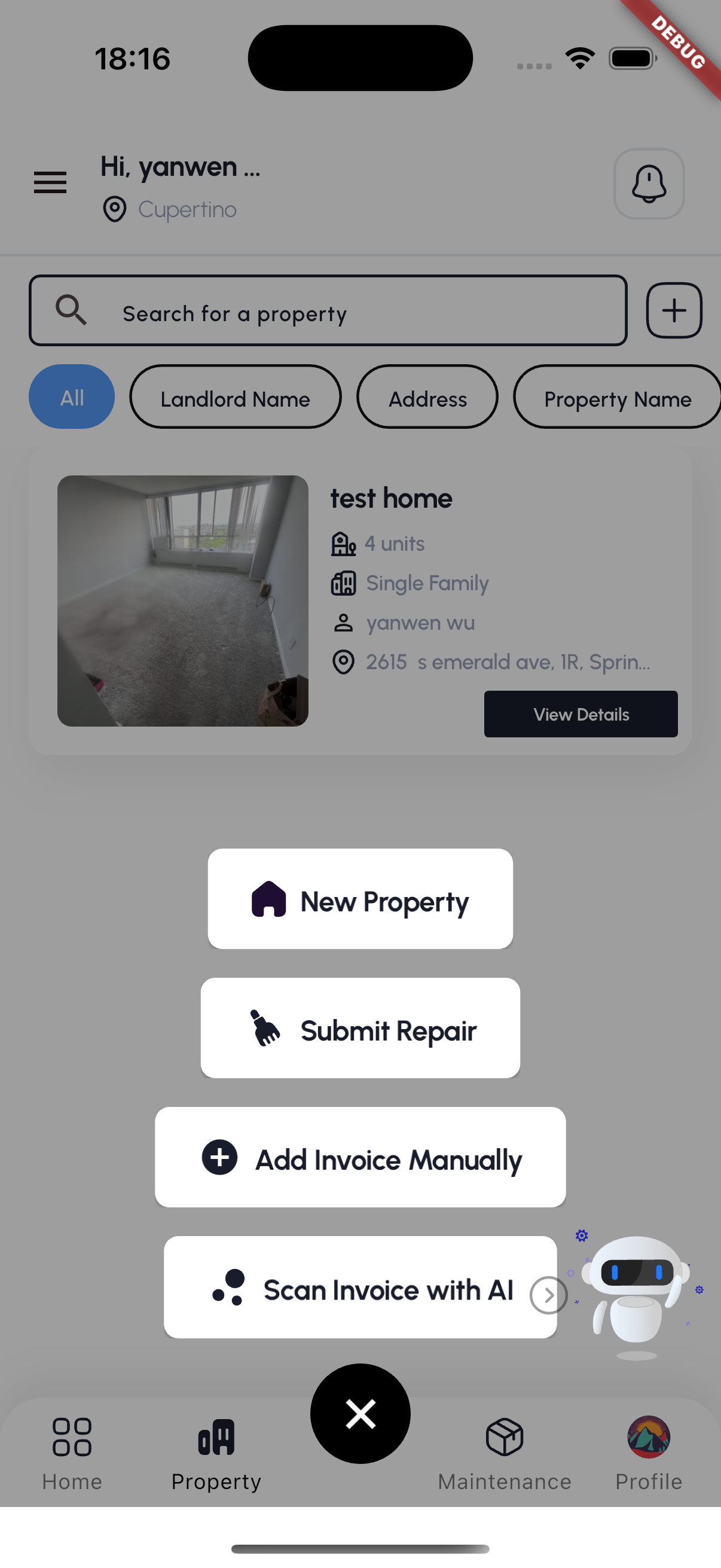 MyHome365 mobile interface screen 1